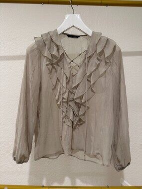 Zara Long Sleeve Green Top